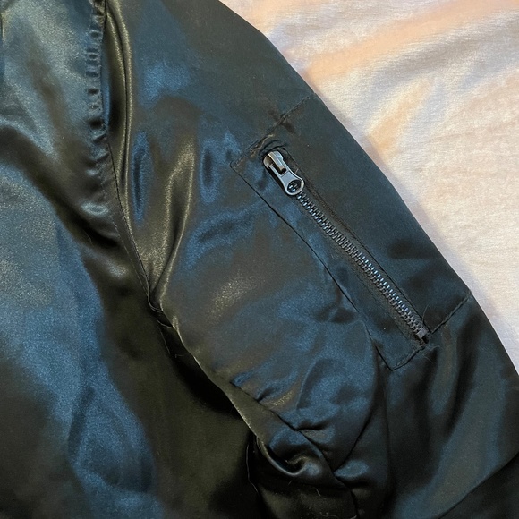 Forever 21 Black Bomber Jacket-Sleek Satin - Picture 2 of 11